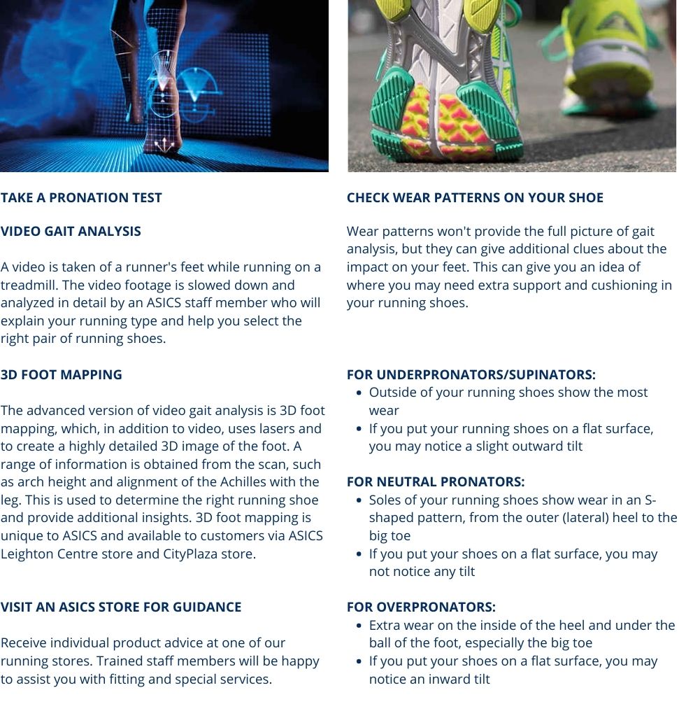 Asics pronation chart online